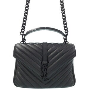 Saint Laurent Monogram College Bag Black chevron quilted leather